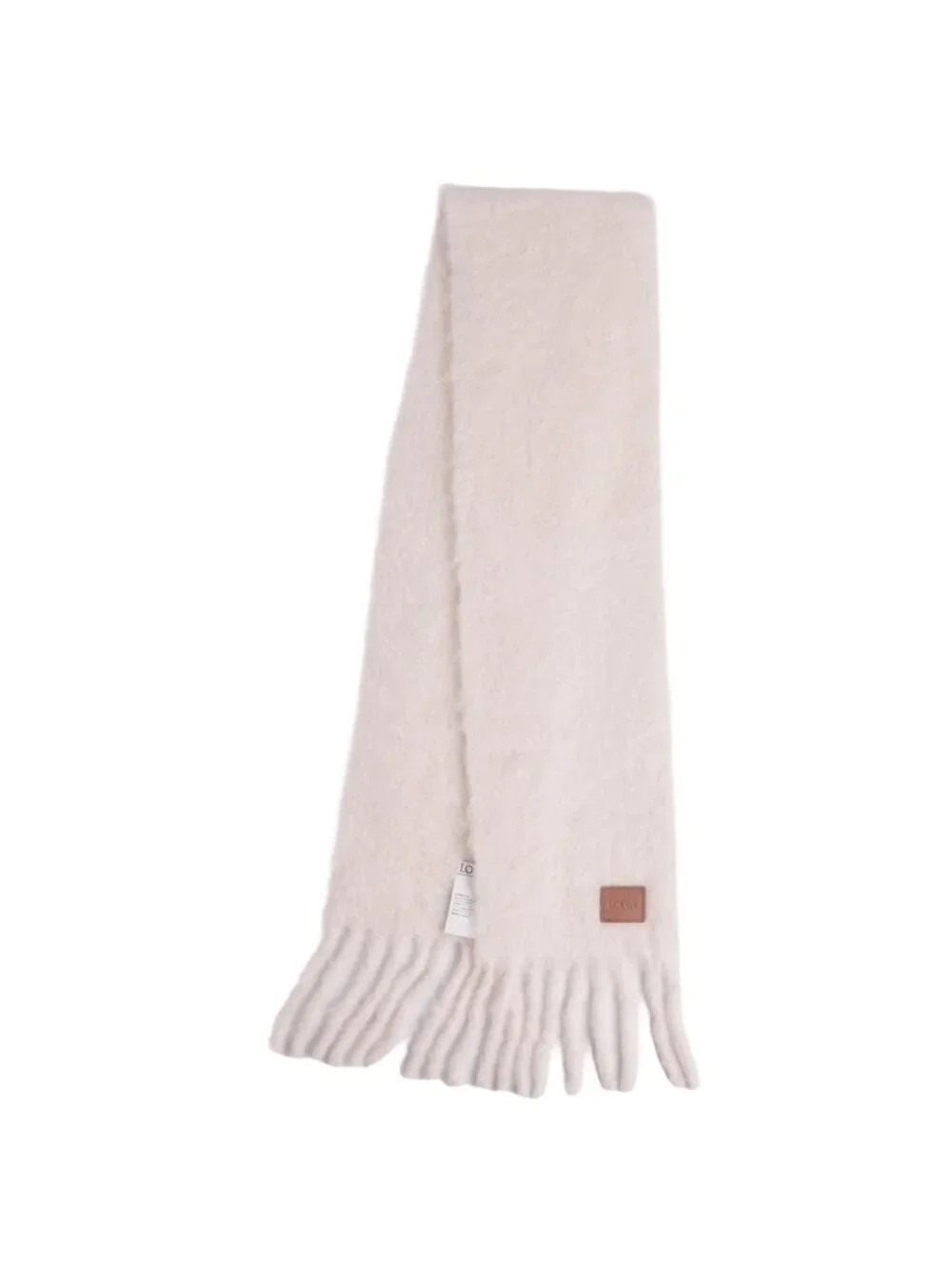 Loewe Scarf Shawl Fringe Wool Mohair White